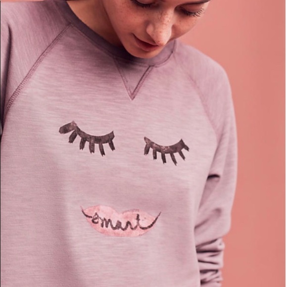 Lilac Gray Face Sweatshirt- ANTHROPOLOGIE sz S - Picture 3 of 11